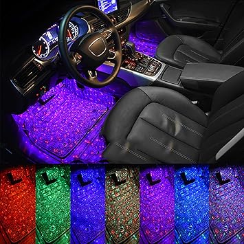 Amazon Co Jp フットランプ 車用インテリアledライト Usbポート付きカラフルなミュージックカーインテリアフロア照明キット Led付装飾雰囲気ライト 音声作動誘導およびワイヤレスリモートコントロール 車 バイク
