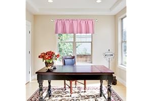 DECOVSUN Baby Pink Valance for Windows 72x18 Inch Solid Thermal Insulated Blackout Rod Pocket Kitchen Short Curtain Toppers Valance for Bathroom Living Room 1 Panel