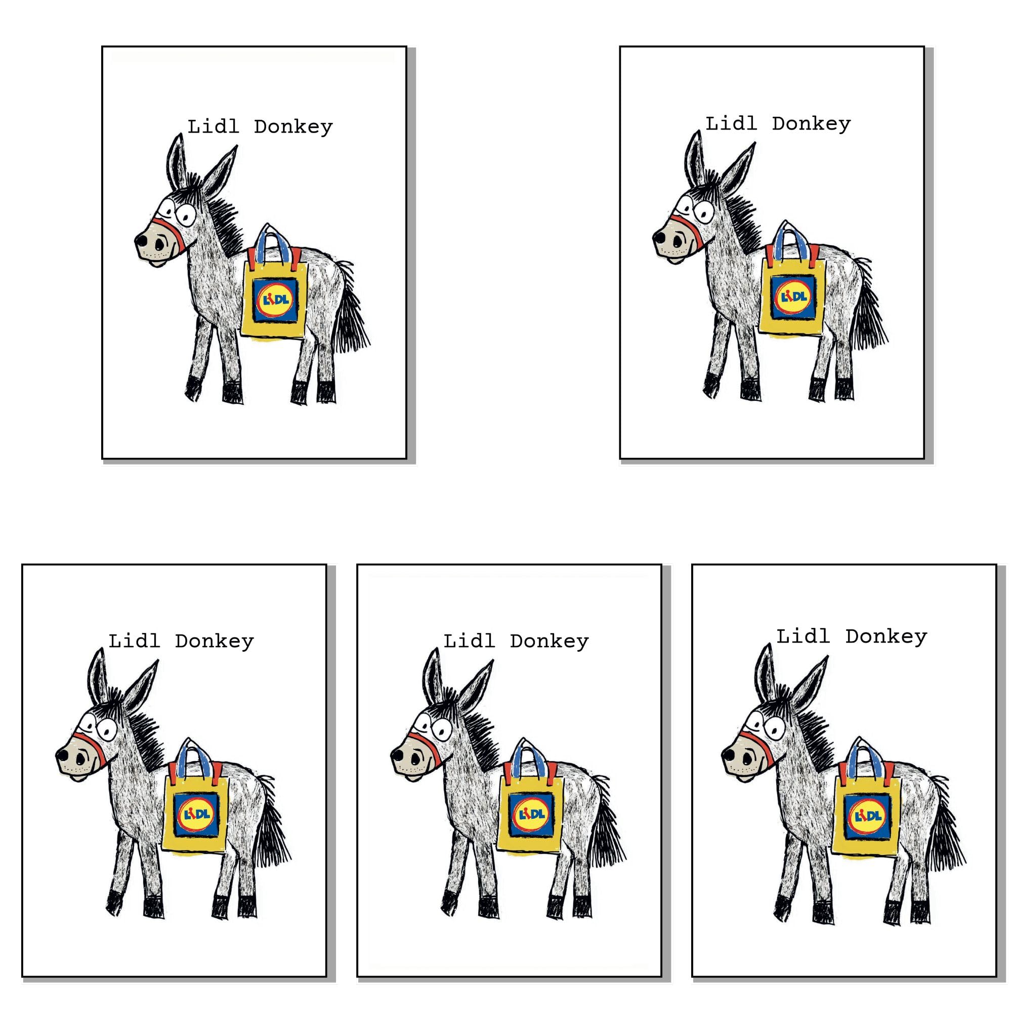 Funny Christmas Cards For Men & Women Cute Little Donkey Xmas Design Modern Luxury Pack 5