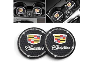 PARKTREE Silicone Anti-Slip Coaster Shiny Crystal Rhinestone Interior Accessories - 2 Pieces Compatible with Cadillac CT6 XT5 CTS XTS SRX ATS DTS STS Car Cup Holder 2.75 Inch Black
