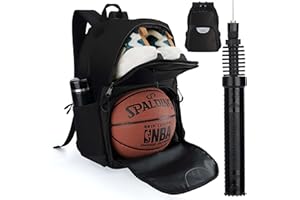 Tidyfy Soccer & Basketball Sports Bag with Ball Pump - Basketball Backpack with Separate Ball & Shoes Holder Compartment, Soccer Basketball Football & Volleyball Bag with Large Capacity