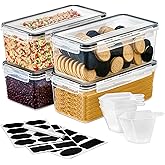 Sorbus Food Storage Containers - Pack of 4 - Air Tight, Four-Way Snap Lids Keeps Food Fresh - Store Cereal, Pasta, Flour, Nuts, Candy - Durable Plastic Kitchen Pantry Bins
