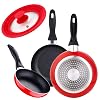 San-Ignacio-Juego-de-3-sartenes-162024-cm-rojo-y-tapa-universal-en-rojo-aluminio-prensado-induccion