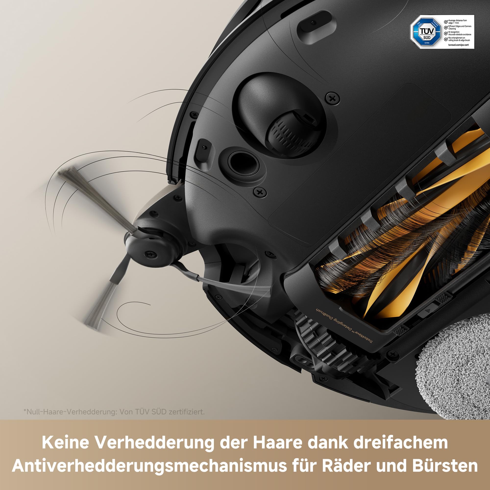 Mova V50 Ultra Complete Saugroboter mit Wischfunktion 24.000 Pa, 6cm Hindernisüberwindung, Liftable Navigation+RGB AI+LED, 80℃ Heißwasserwäsche & 63℃ Selbsttrocknung, DuoSolution System, Tricut Bürste 4