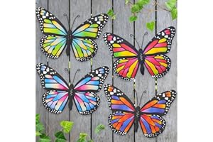 EOORAU Metal Butterfly Outdoor Decor - 4 Pack 9.8in Butterflies Wall Hanging Sculpture Decor for Home Yard Fence Patio Garden Decoration