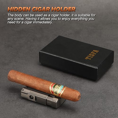 TISFA Cigar Lighter Double Jet Flame Butane Torch Lighter, Built-in Cigar Punch, Cigar Holder, Adjustable Windproof Butane Lighter, Refillable Pocket Cool Lighters for Smoking (Gray) in Kenya | Whizz Categories TISFA Cigar Lighter Double Jet Flame Butane Torch Lighter, Built-in Cigar Punch, Cigar Holder, Adjustable Windproof Butane Lighter, Refillable Pocket Cool Lighters for Smoking (Gray) in Kenya | Whizz Categories