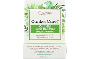 Quantum Health Canker Care+ Oral Gel Pain Reliever, Natural Pain Relief Ingredients Including Menthol, Mint, & Castor Oil, 9.7 mL