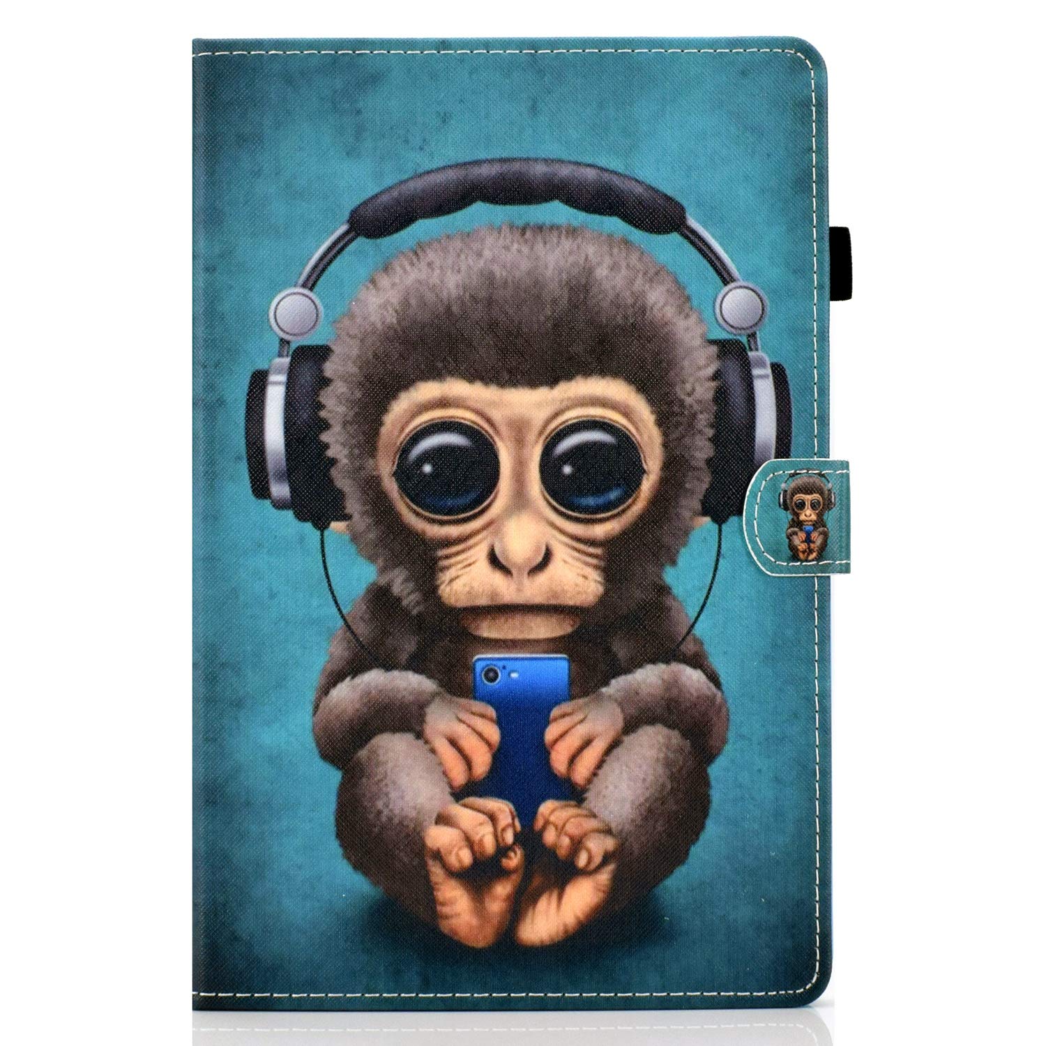 Case for New iPad 10.2" 2019 (7th Generation) Bspring Premium PU Leather Soft Back Cover Protective Smart Flip Wallet Case with Auto Wake/Sleep for Apple iPad 10.2 inch 2019 Release,Monkey