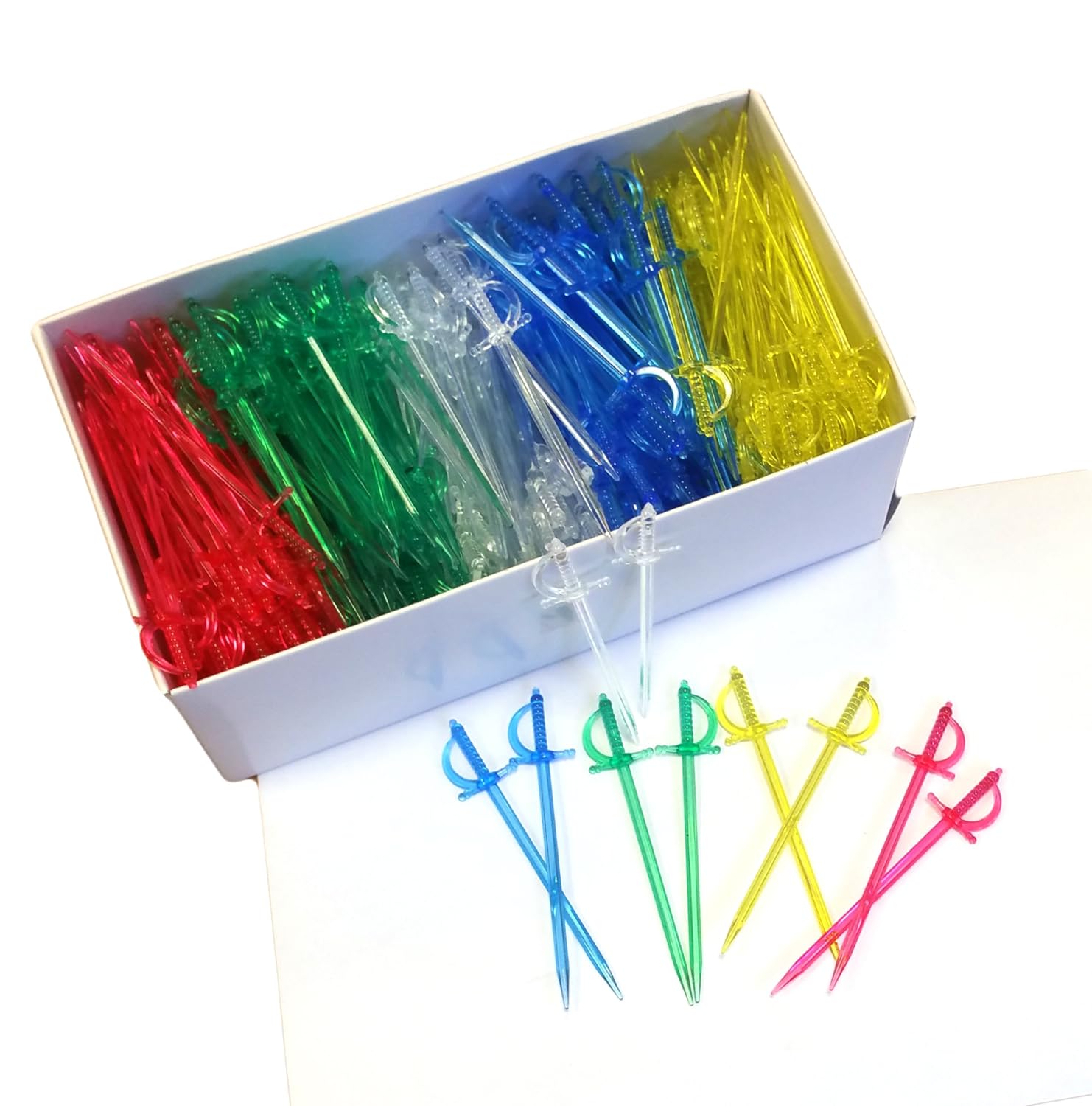 500 Multi Neon Coloured Plastic Cocktail sticks/Sword design Amazon.co
