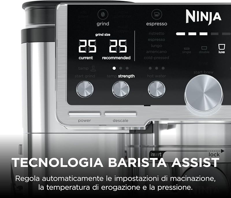 Luxe Café Pro, Macchina da Caffè in Grani Semi-Automatica, Argento