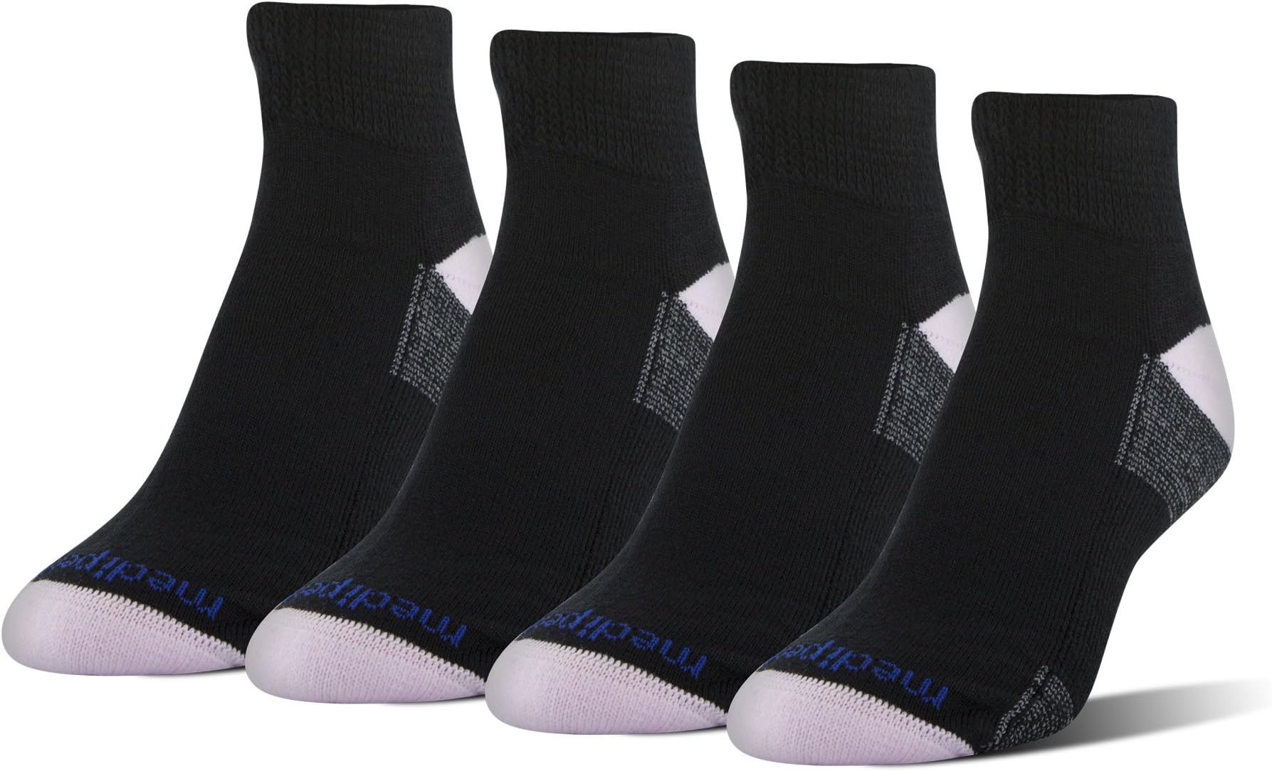 MediPEDS Women's NanoGLIDE Quarter Socks, 4-Pack