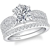 SHELOVES Moissanite Wedding Rings Set for Women 925 Sterling Silver Engagement Rings Bridal D Color VVS1 Round Cut Sz 5-10