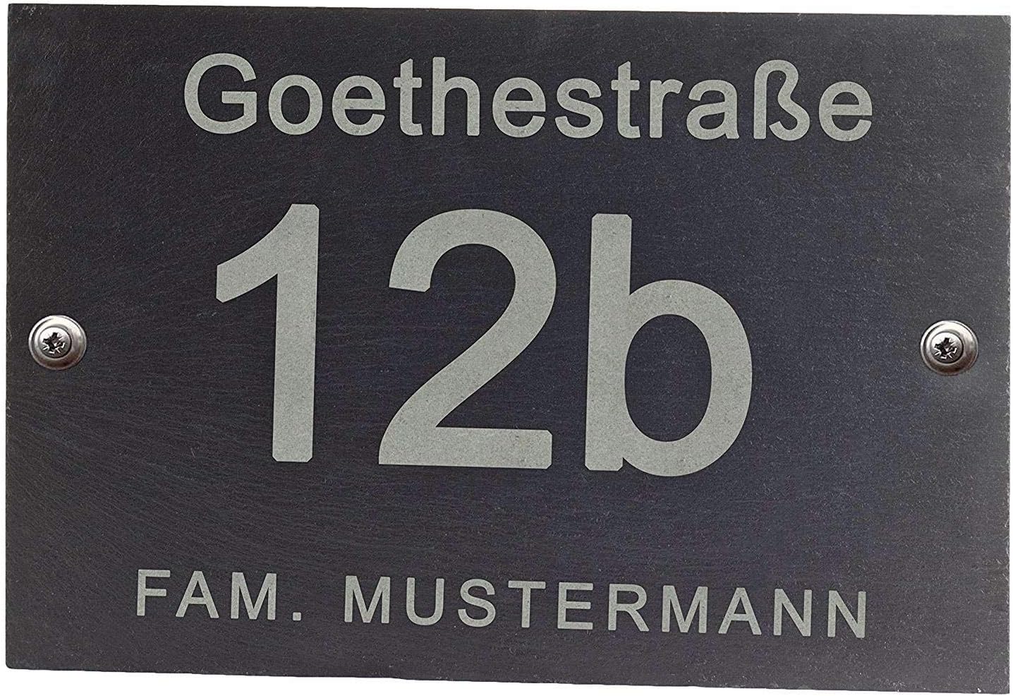 Feiner-Tropfen 30x20cm Hausnummer Schiefer Anthrazit schwarz Gravur Namen groß XXL