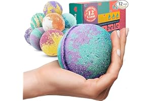 Bubbly Belle Bath Bombs XXL Gift Set, 12 Extra Large Handmade Aromatherapy Fizzies with Essential Oil Blends and Epsom Salt, Vegan for Women, Men, Kids