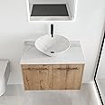 Malwee 30" Floating Bathroom Vanity with Sink, 30 Inch Single Sink Wall Mounted Bathroom Vanity, with 2 Doors and White Ceramic Basin Sink Top (041-30)