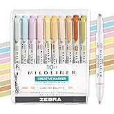 Zebra Pen MILDLINER Highlighter, Neutral and Gentle Colors, Dual Tip, 10-Pk | No Bleed, Broad and Fine Point Tip, Ideal for Bible Highlighting, Journaling, School, Teacher and Office Supplies (78701)