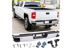 SAFAUTOPARTS Rear Steel Step Bumper Assembly for 2014-2018 Chevy Silverado 1500 & GMC Sierra 1500 with Park Sensor Holes Chrome Back Bumper Replacement for GM1103175,with Pads Brackets and License Plate Lights