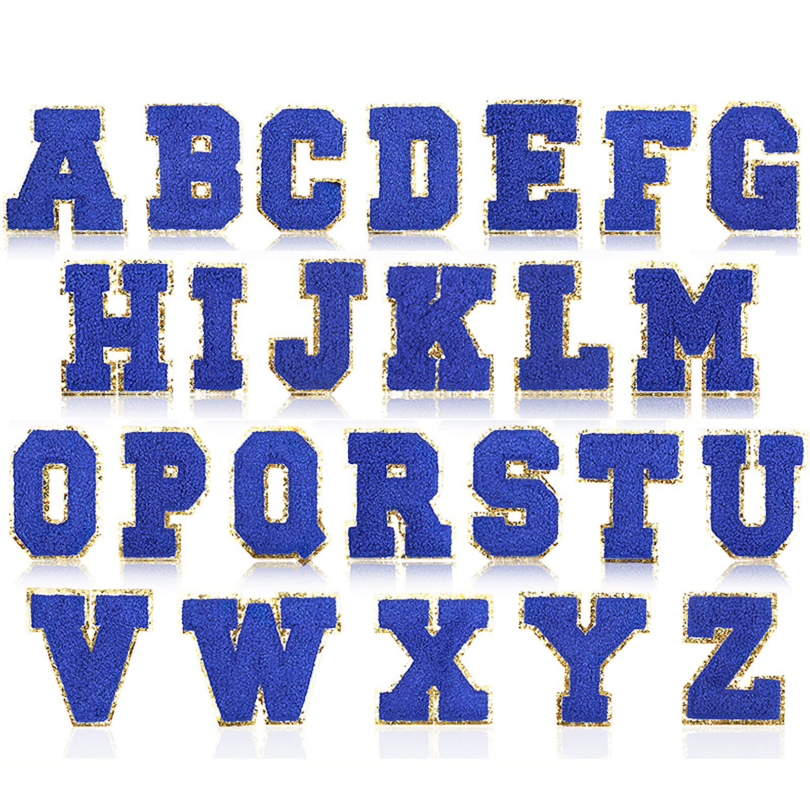 Photo 1 of 26 PCS Iron on Letters No Duplicate Letter Patches A- Z Varsity Chenille Letter Patches Iron on Letter Patches Chenille Preppy Patches for Clothing Hats Bags Jackets Shirt(Klein Blue)