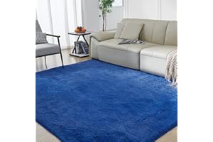 FAIRBLINK Ultra Soft Rug for Living Room, 9X12 Fluffy Shag Area Rug for Bedroom, Modern Shaggy Carpets Fuzzy Rug for Teens Dorm Nursery Home Decor Aesthetic, Upgrade Anti-Skid Durable, Blue