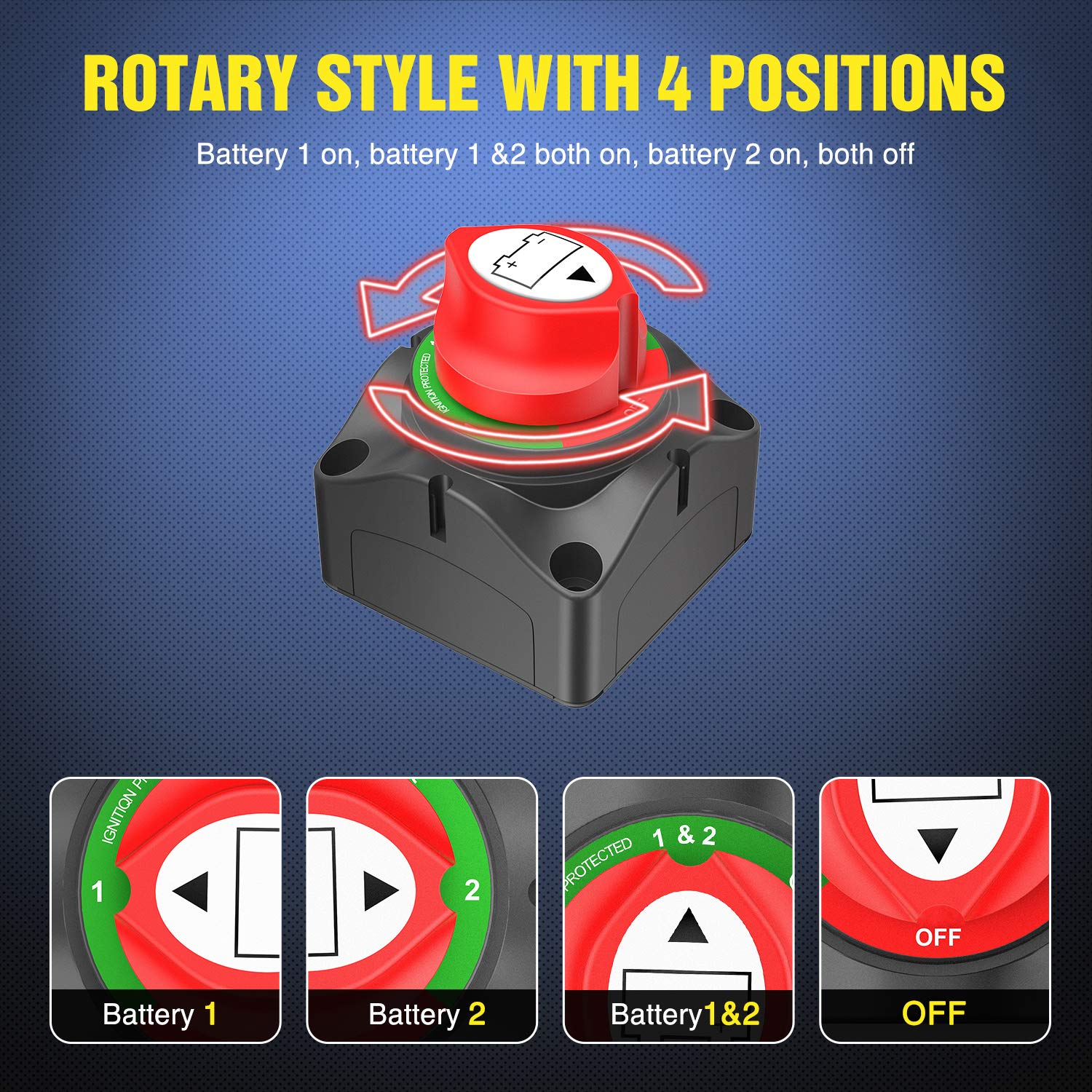 Nilight 1-2-Both-Off Battery Switch, 12V-48V Battery Disconnect Master Cutoff Switch for Marine Boat Car RV ATV UTV Vehicle, Waterproof Heavy Duty Battery Isolator Switch, 2 Years Warranty (90108A): Industrial & Scientific