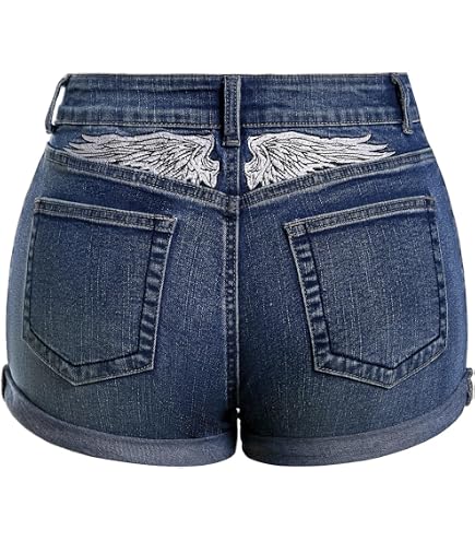 Amazon.com: Milumia Women's Y2k Rhinestone Denim Shorts Punk