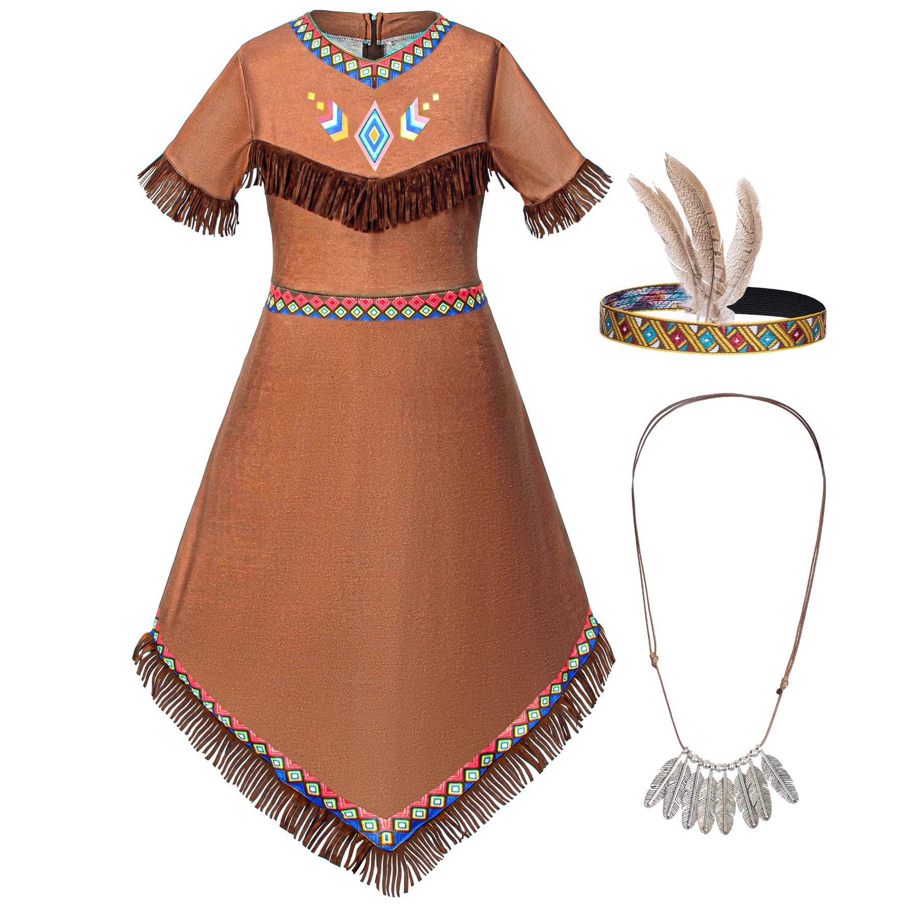 Photo 1 of **MISSING PARTS**
Native American Costume Girls Dress Indigenous American Indians Kids Cosplay 4-5T Brown