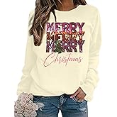 EGELEXY Christmas Sweatshirt Merry Christmas Shirts : Women Christmas Sequin Outfits Christmas Long Sleeve Pullover Tops