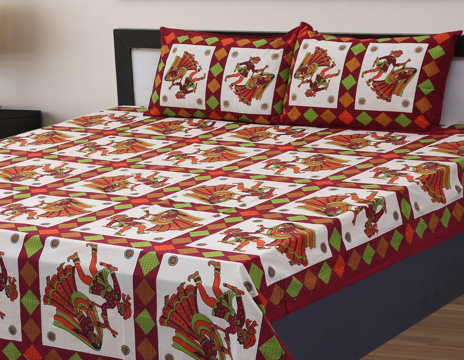 Vihaan Fab India Double Bedsheet Pure Cotton Rajasthani Print/Jaipuri Printed with 2 Pillow Covers,Size-(90 x 108 inch) |Multicolor