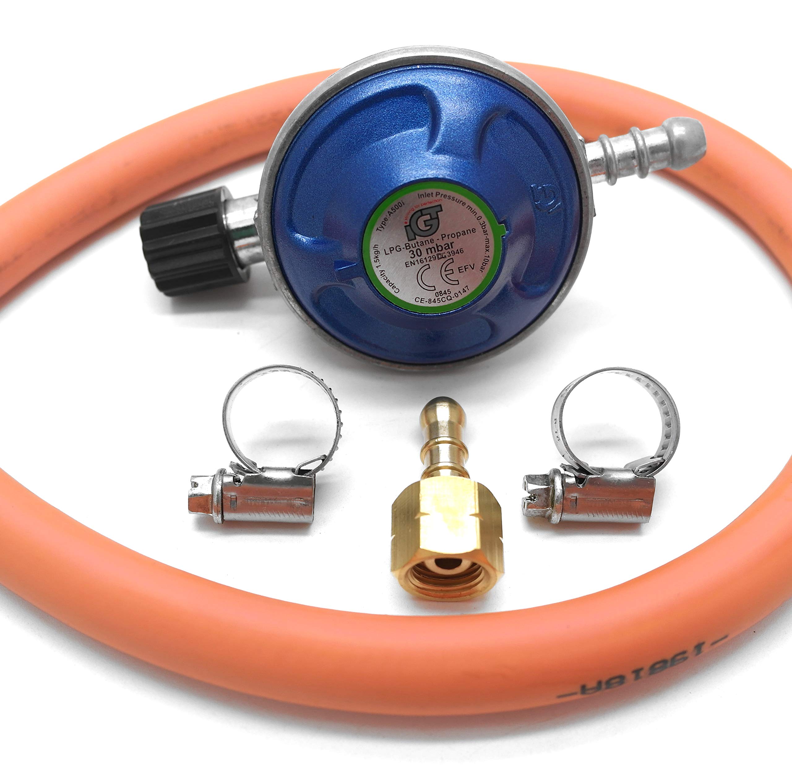 Compatible Replacement Gas 7/16 Canister Regulator hose & 1/4 bsp connector