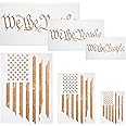 6 Pieces American Flag Stencils We The People Stencil Reusable Tracing Templates US Flag Painting Templates for Painting on Wood for DIY Card Albums Wall Floor Crafts Decors, 6 Sizes