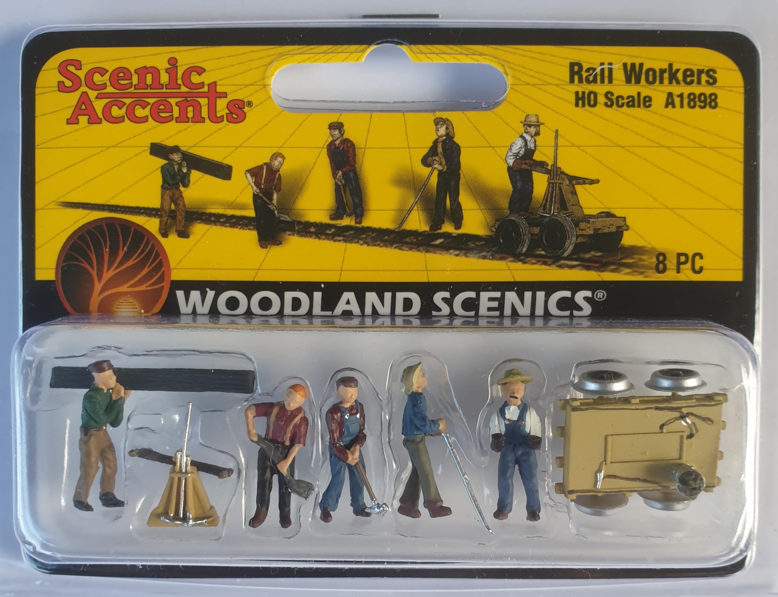Woodland Scenics HO Scale Scenic Accents Figures/People Rail Workers/Handcar (5) by Woodland Scenics