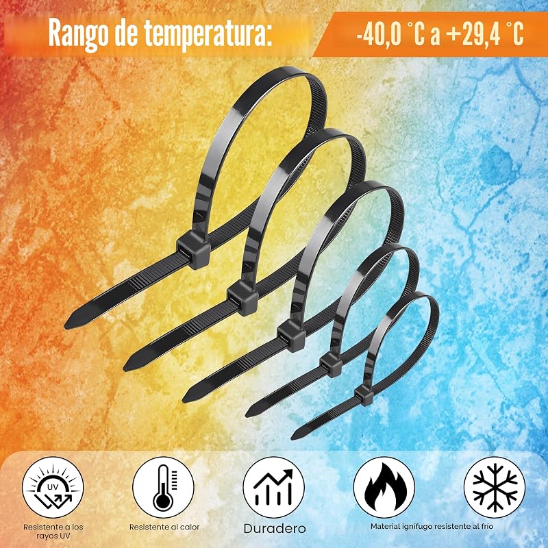Bridas Plastico, Bridas para Cables Profesionales, Bridas Negras, 18kg de Resistencia a la tracción, Resistentes a los Rayos UV para Interiores y Exteriores (100/150/200/300 mm(1000 Piezas))