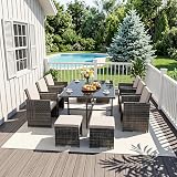 Panana 10 Seater Rattan Garden Dining Set with Large Table and 6 Chairs view 2