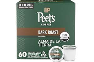 Peet's Coffee, USDA Organic Dark Roast Keurig K-Cup Pods - Alma de la Tierra 60 Count (6 Boxes of 10 K-Cup Pods)