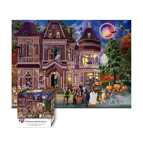 Halloween Fright Night 500 Pieces Jigsaw Puzzles for Adults, Halloween Decoration for Family Party Holiday 27" x 20"
