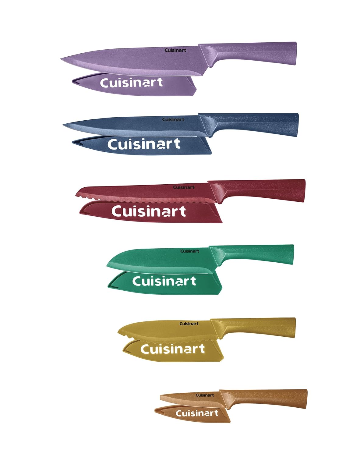 Cuisinart C55-12PMC Advantage 12 Piece Metallic Knife Set With Blade Guards, Multicolor