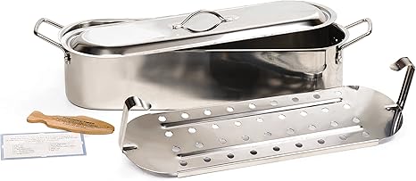 Rsvp 18 Fish Poacher Steamer Cooker 18 8 Stainless Steel W Removable Rack New Amazon De Kuche Haushalt