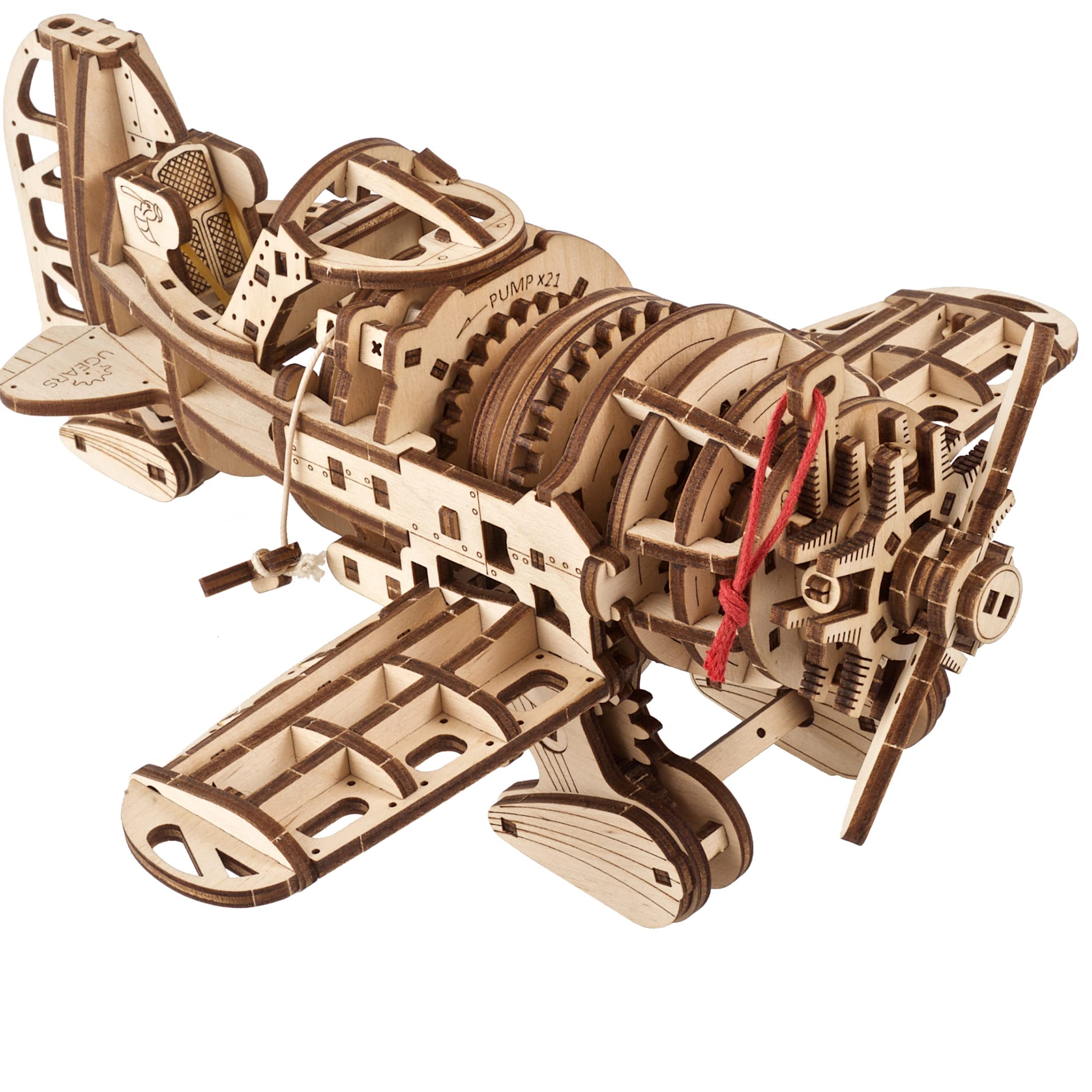 Ugears Mad Hornet Airplane 3D Puzzle - Mechanical Racing Aircraft Wooden Model Kits for Adults to Build - 1930 Golden Age Flight Building Set - 3D Wooden Puzzles For Adults Gift for Birthday - 354 Pcs