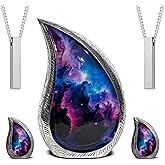 Family Cremation Urn Set for Human Ashes Adult – An Eco-Friendly Tribute Teardrop Design with Large Funeral Urn (220lbs), 2 Small Keepsake Urns & 2 Ash Necklaces for Men & Women (Premium Set, URN Set)