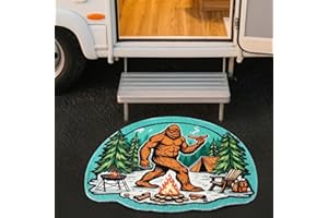 Craftmastudio Happy Camping Camper Rv Funny Sasquatch Rug,Decorations Rugs for Inside Outside Camper,Non-Slip Front Door Mat 