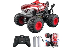 ACAMMZAR Remote Control Monster Truck, 2.4GHz Remote Control Car, RC Trucks 2 Battery 60 Mins+, RC Stunt Cars Toys with Light Sound, Indoor Outdoor All Terrain for Boys Kids Adults, Red
