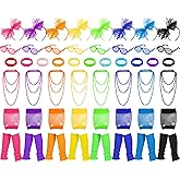 Panitay 80s Fancy Dress Costume Accessories Women Neon Gloves Headband Necklace Glasses Leg Warmer Bracelet Halloween Outfit