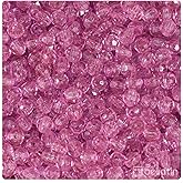BeadTin Light Fuchsia Transparent 6mm Faceted Round Plastic Craft Beads (600pcs)