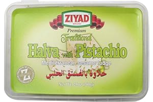 Ziyad Traditional Mediterranean Sesame Fudge Halva, Pistachio with No Additives, No Preservatives, 25 oz