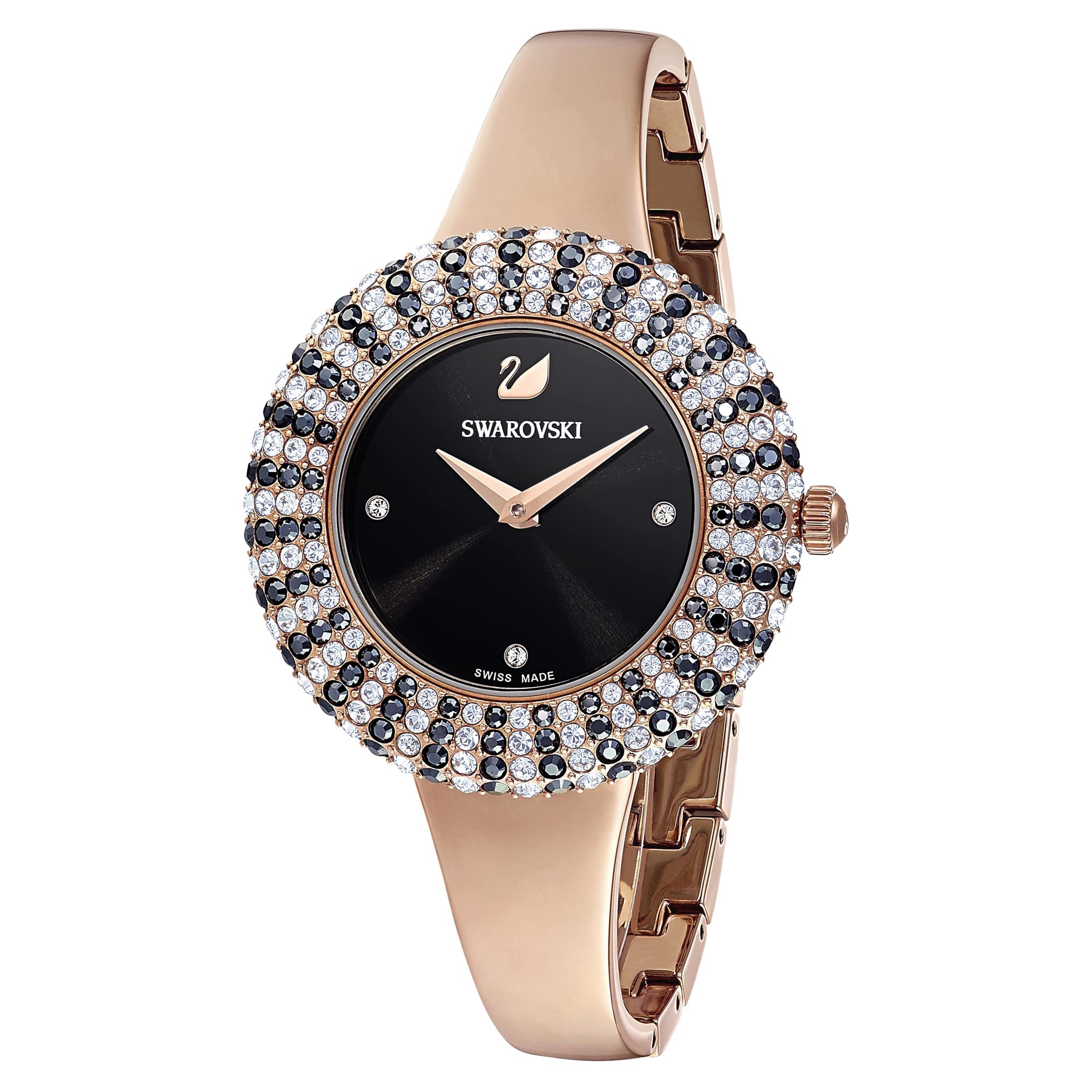 Swarovski Swarovski Crystal Rose Watch, Metal Bracelet, Black, Rose Gold-Tone Finish