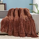 GONAAP Fuzzy Faux Fur Throw Blanket Coffee Super Soft Cozy Plush Fuzzy Shaggy Blanket for Couch Sofa Bed (Coffee, Throw(50"x60"))