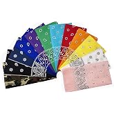 Vamqor 12pcs Bandana for women and men 100% Cotton Custom Fashion Paisley Design Outdoor Square Handkerchief