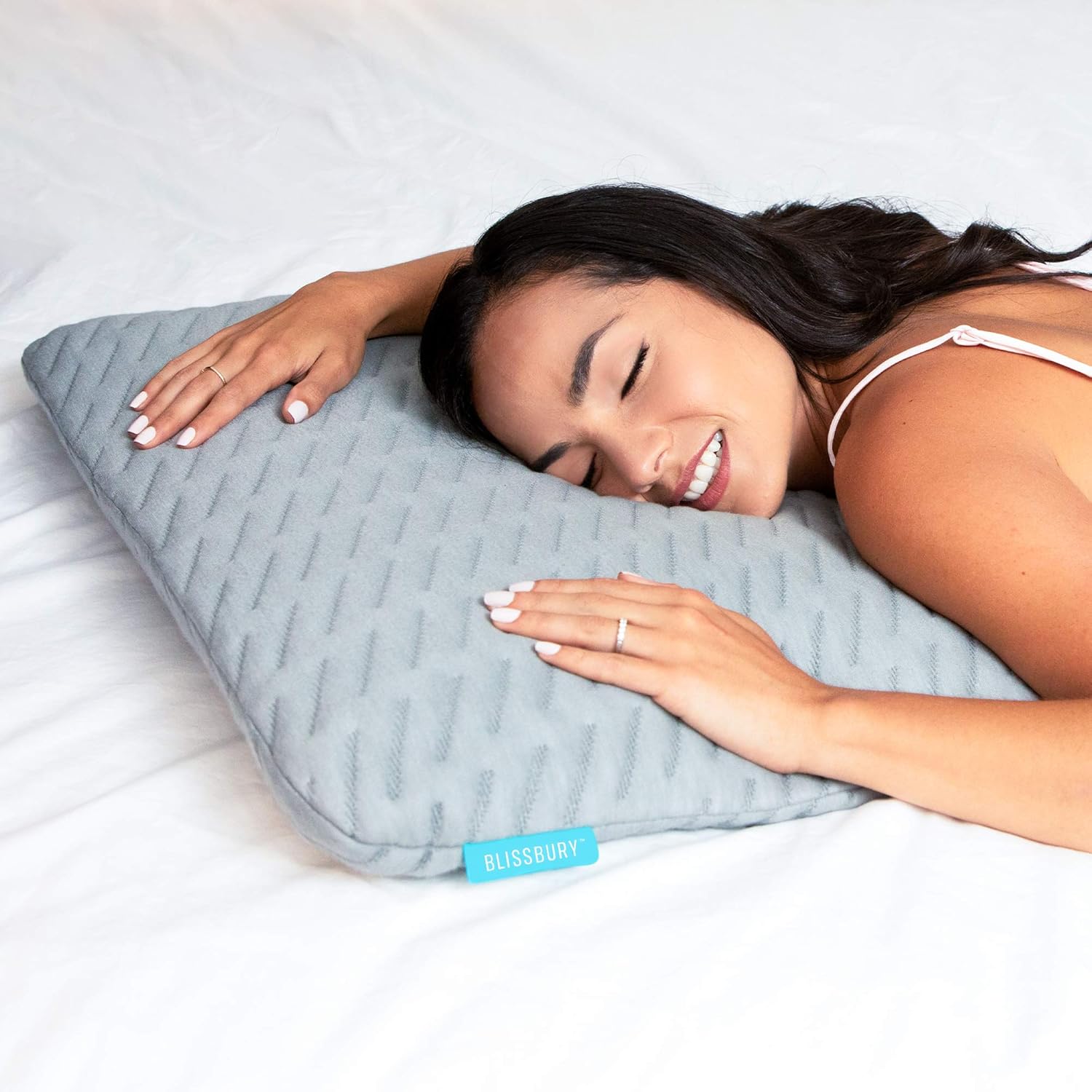 BLISSBURY Thin 2.6" Stomach Sleeping Memory Foam Pillow. Slim, Flat, Cooling Sleep for Belly or Back with Soft Bamboo Washable Cover, Neck and Head Support for Men and Women Bedding Accessories: Home & Kitchen