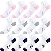 Girls Ankle Socks Kids Cushioned Athletic Quarter Socks Boys Cotton Short Sock Sports Youth 6/12 Pairs