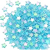 YALOJE 200PCS Acrylic Star Beads, 11 mm Blue Star Shape Charming Beads, Glossy Loose Spacer Star Beads Bead Bulk for Jewelry Making, DIY Crafts, Hair
